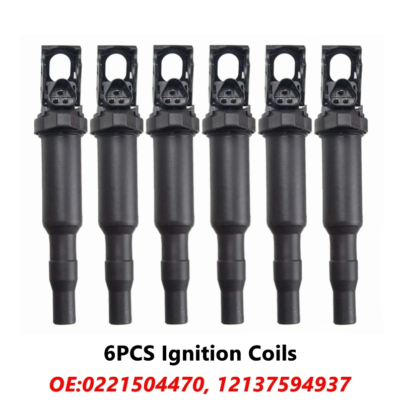 6PCS Ignition Coils For BMW E81 F22 F23 E46 E90 F33 X3 E83 OEM 0221504470 12138616153 12137594596 0221504470 C1795 C1826 1