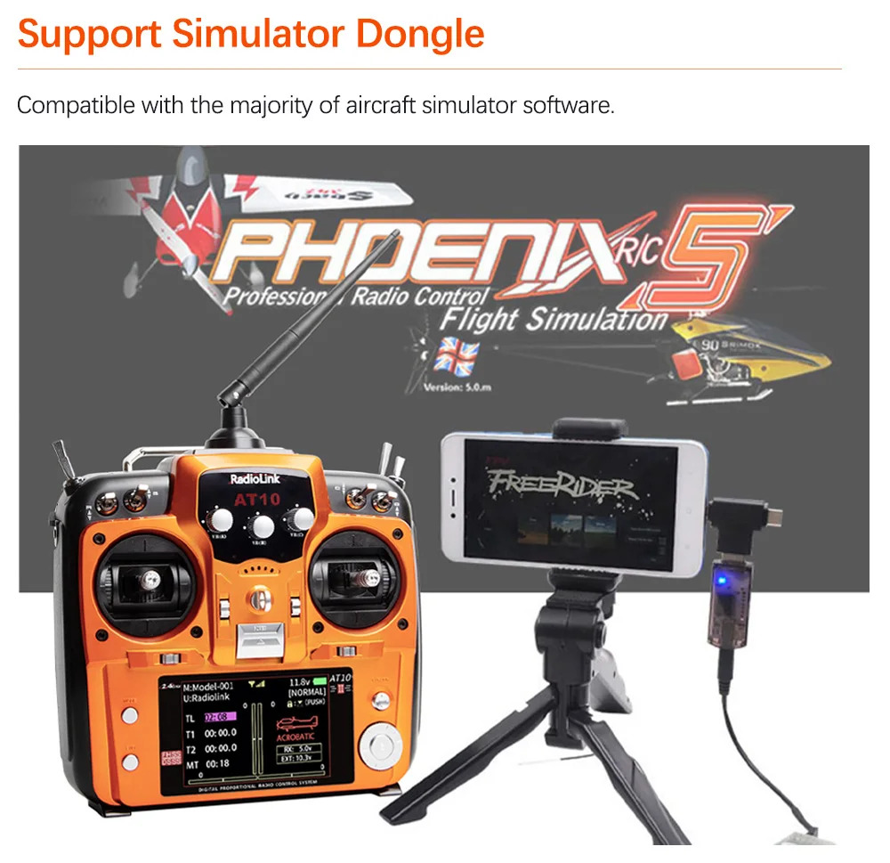 Radiolink AT10II 2,4GHz 12-Kanal RC-Sender und Empfänger R12DS AT10 II PRM-01 Spannungsrückmeldung für RC-Drohne Flugzeug Quadcopter – Detail 10