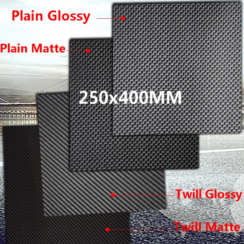 

1pc 250mm X 400mm 3k Carbon Fiber Plate Panel Sheets 0.2mm 0.5mm 1mm 1.5mm 2mm 3mm 4mm 5mm thickness Composite Hardness Material