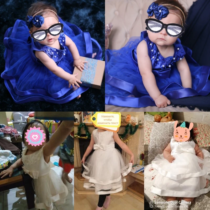 2024 Toddler Baby Girls Summer Dresses Infant Princess 1 Year Birthday Party Dress Elegant Kids Girl Christmas Wedding Costume