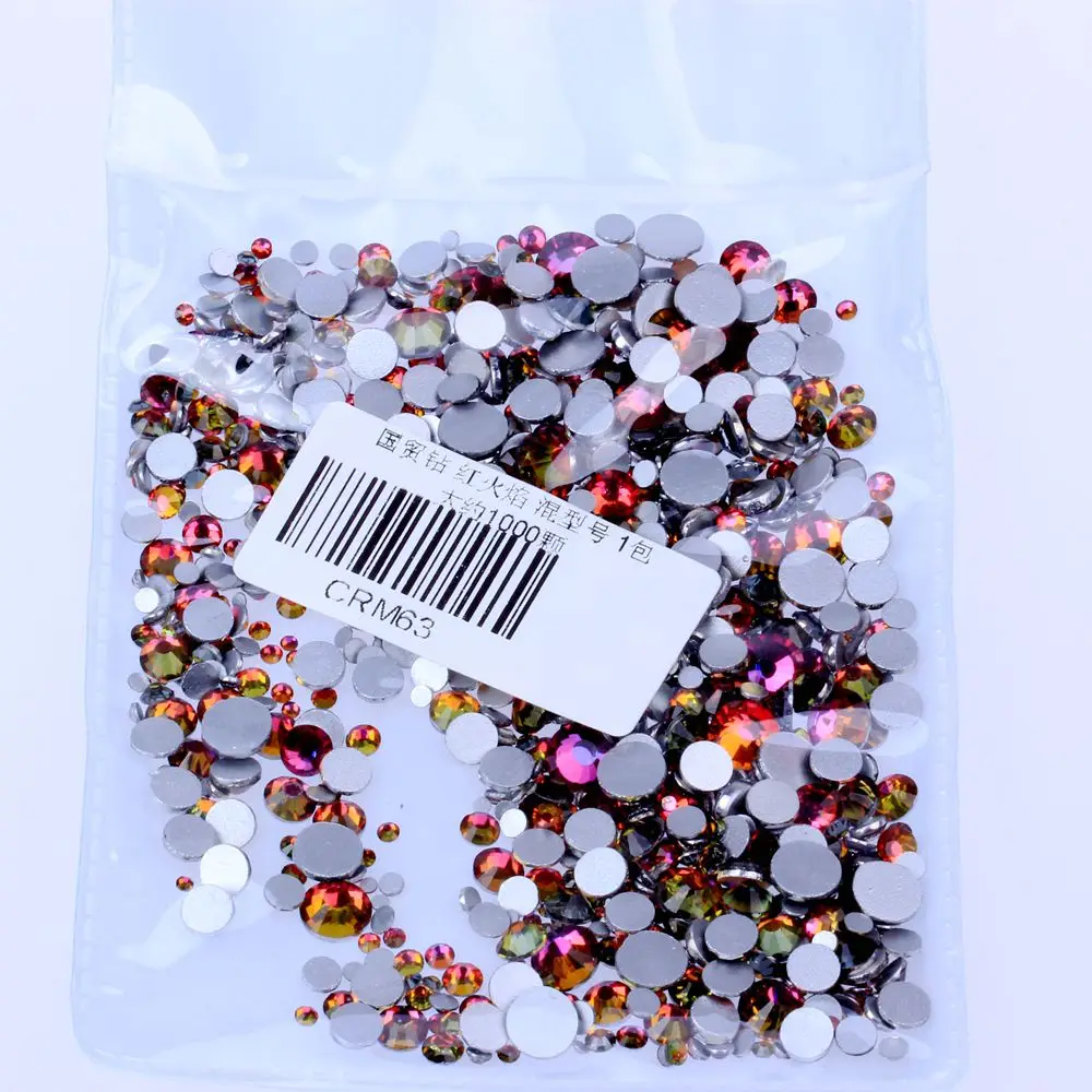 Red Rainbow Crystal Rhinestones For Nails Art Decoration SS3-SS30 Flatback Glue On Strass Stones DIY Crafts Garments