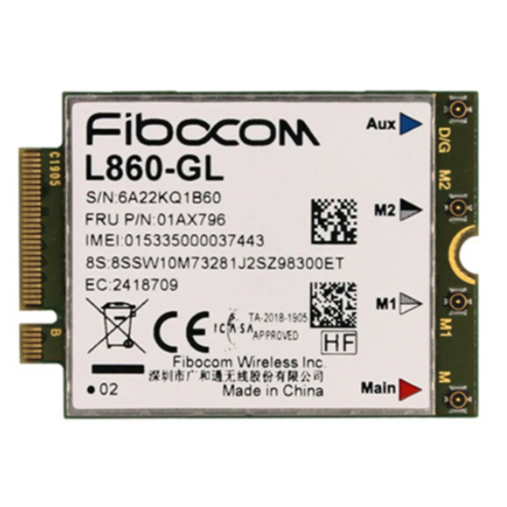 Fibocom L860-GL WWAN Card For Lenovo Thinkpad X1 carbon 7th 8th X1 Yoga 4th T490 4G Webcame Modular FRU 01AX796