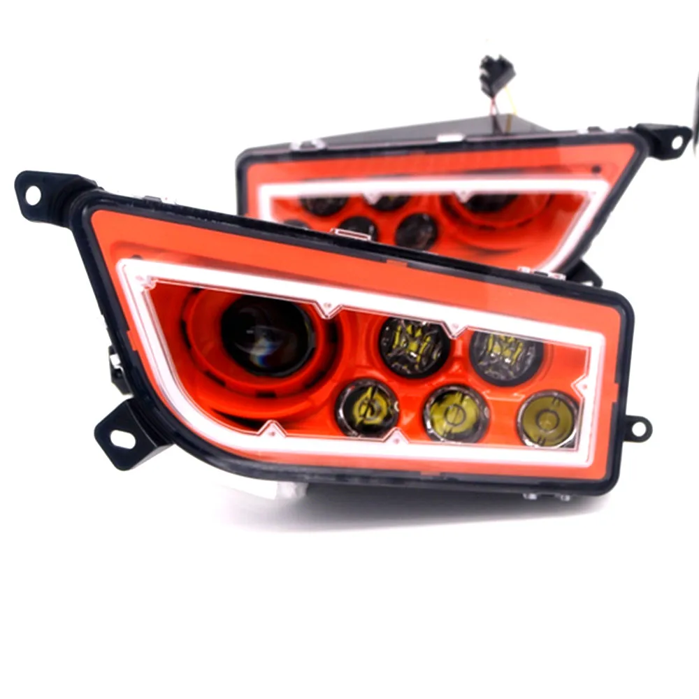 

ATV UTV PART For 16-18 POLARIS GENERAL 1000 & RZR1000 & TURBO ORANGE RED GREEN BLUE LED ANGEL EYE HEADLIGHTS CONVERSION KIT