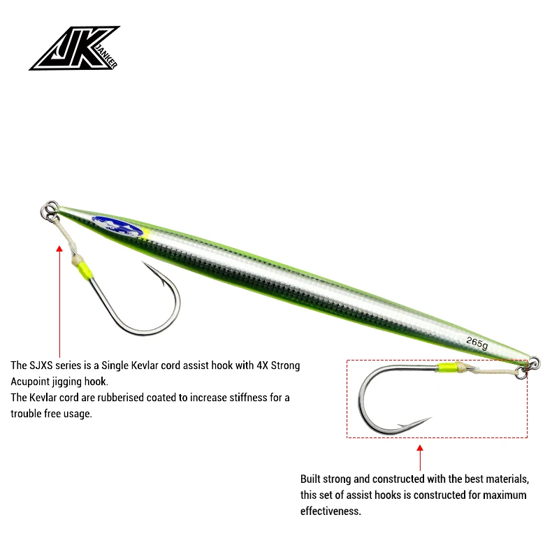 JK 5PACKS 4X Single Hook Hole Luminous Hook Deep Sea Fishing Hook Heavy Hook Carbon Fishing Tackle