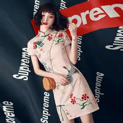 Vestido Cheongsam chino moderno para niña, vestido de línea a Qiapo rosa para mujer, vestido Cheongsam chino tradicional para fiesta 2023