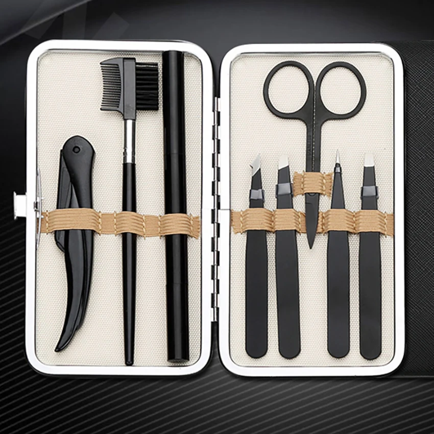 8Pcs/set Makeup Tools Eyebbrow Trimming Set Portable Eyebrow Shaver Eyebrow Trimmer Scissors Eye Brow Comb Facial Care Tools