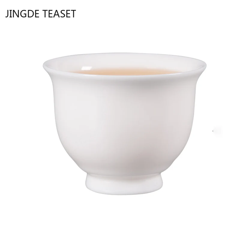 2pcs/lot Chinese Ceramic Teacup Suet Jade Single Cup White Porcelain Tea Cups Teaware Accessories Master Cup Tea Bowl Drinkware