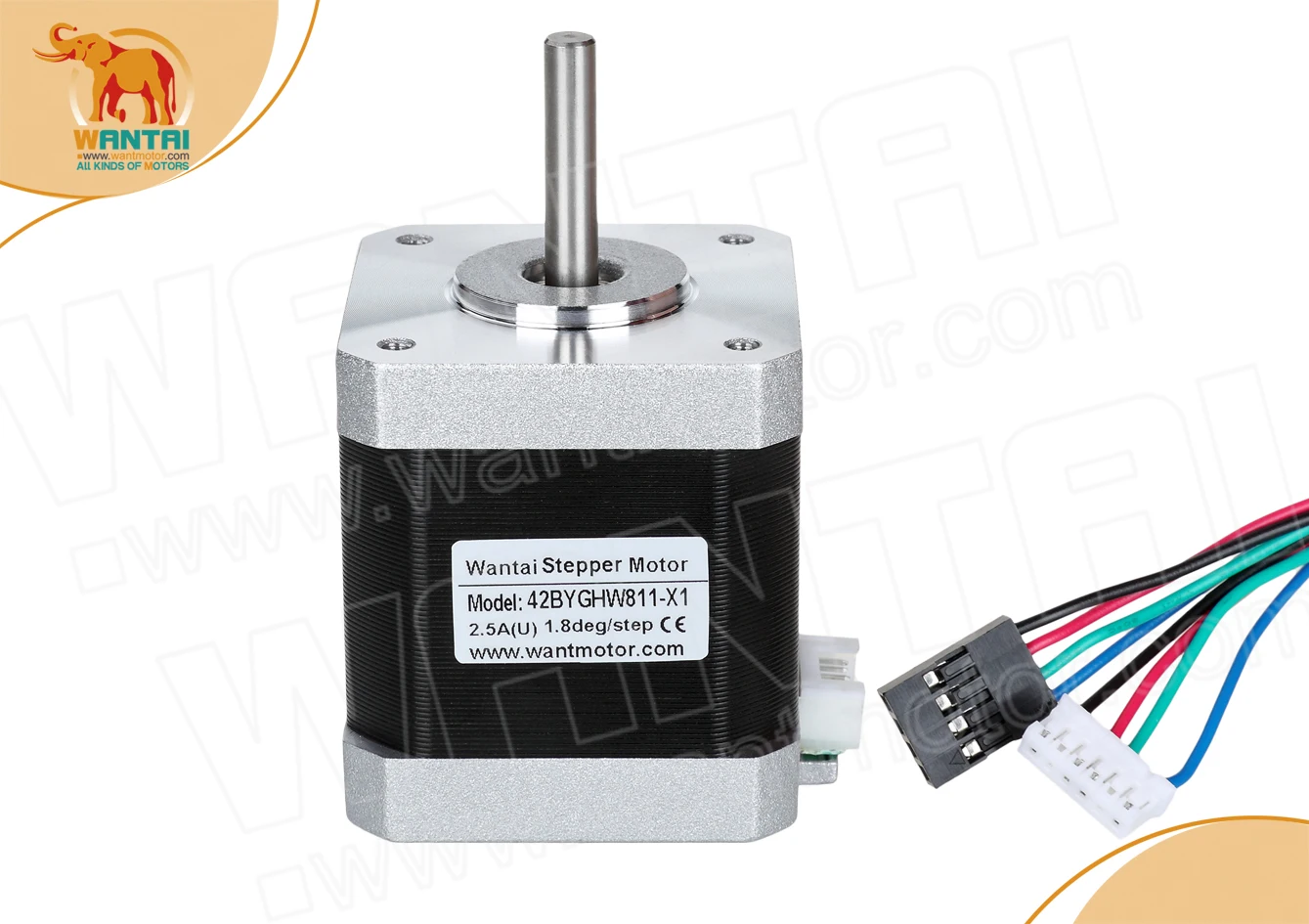 Wantai 5PCS Nema 17 Stepper Motor 42BYGHW811-x(Single Flat Shaft) 4800g.cm 2.5A CE ISO ROHS Reprap 3D Printer