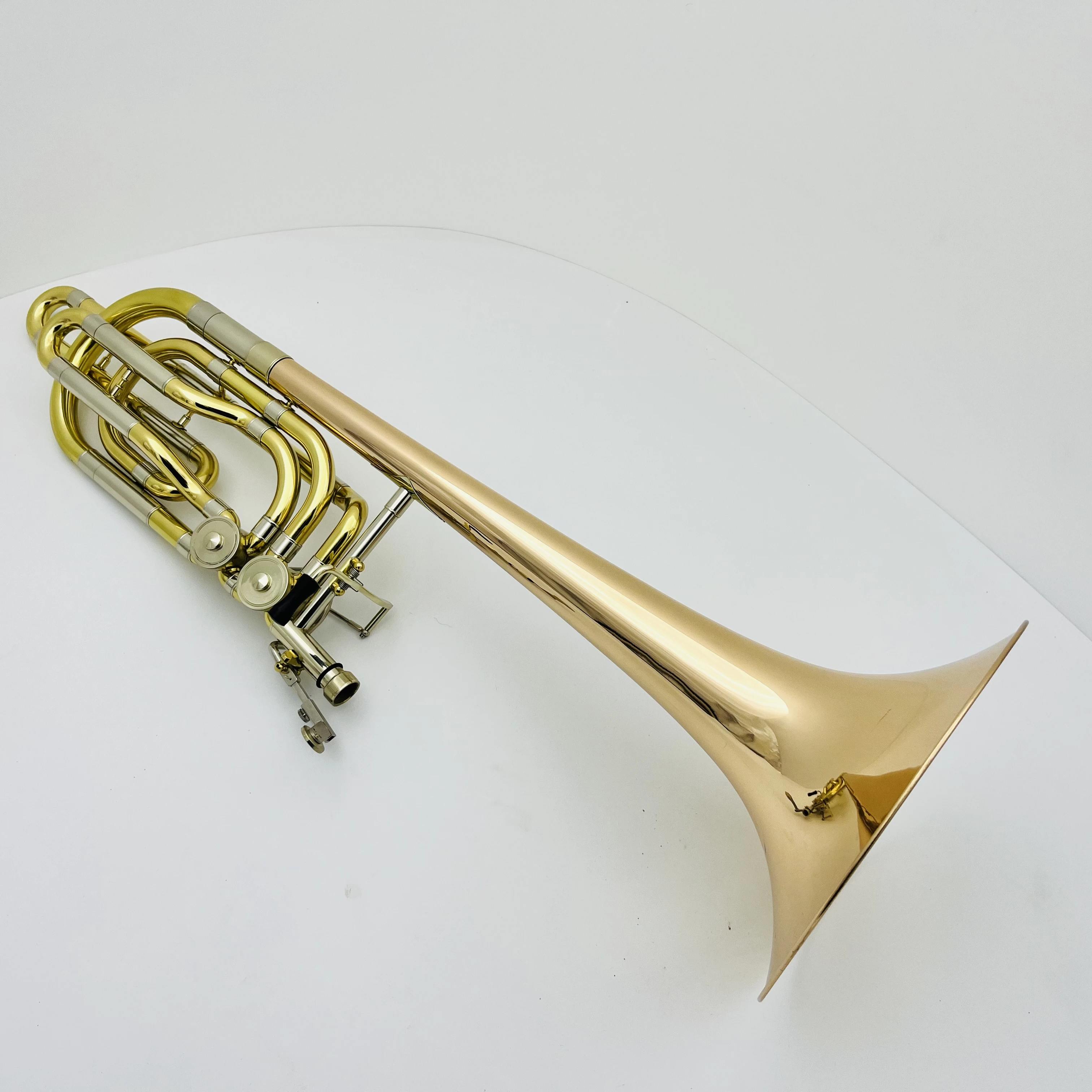 MARGEWATE Bb/F Bass Trombone Brass Two-color Double Piston Professional Musical Instrument With Case Free Shipping