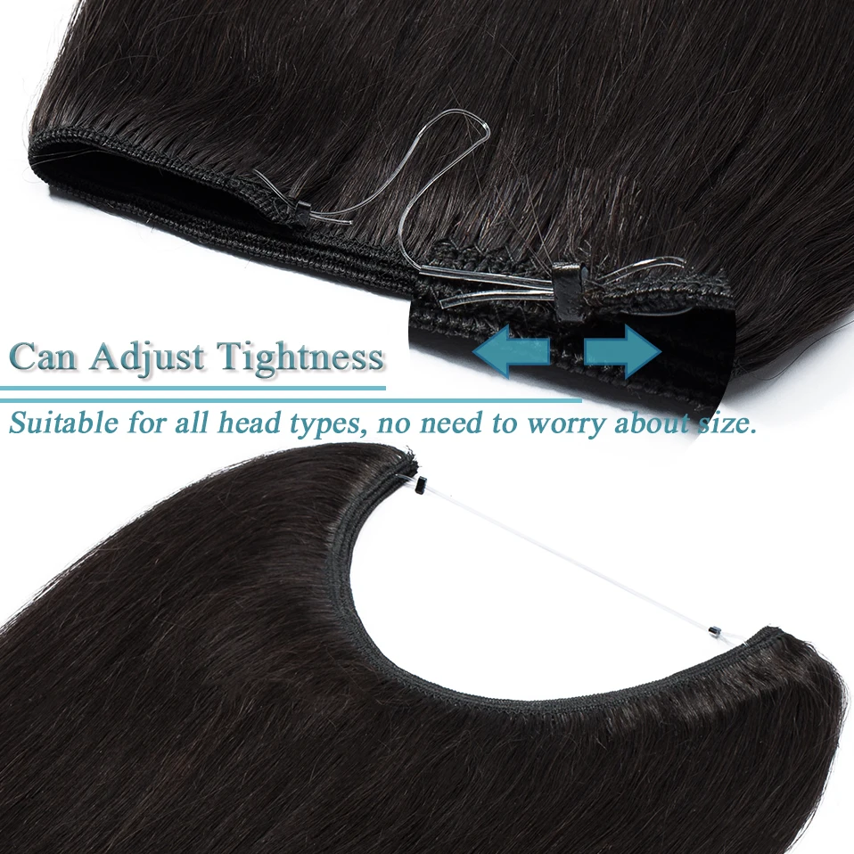 S-noilite 16-24inch 60g-80g Wire In Hair Extensions Straight Wire in 100% Human Hair Hairpiece Invisible Fish Line Natural Hair