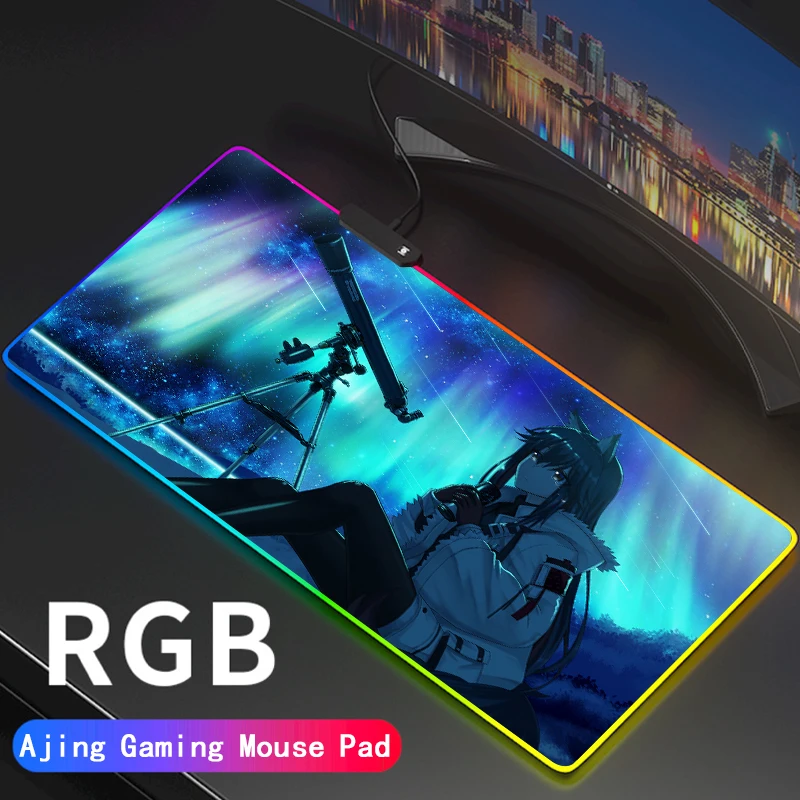 

Arknights Custom DIY Pattern Large RGB Gaming Mouse Pad Anti-Slip Rubber Base Computer Keyboard LED MousePad For PC Desk