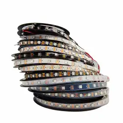 Bande lumineuse LED RVB intelligente adressable, étanche, décoration de la maison, fête de Noël, noir et blanc, PCB, DC5V WS2812B