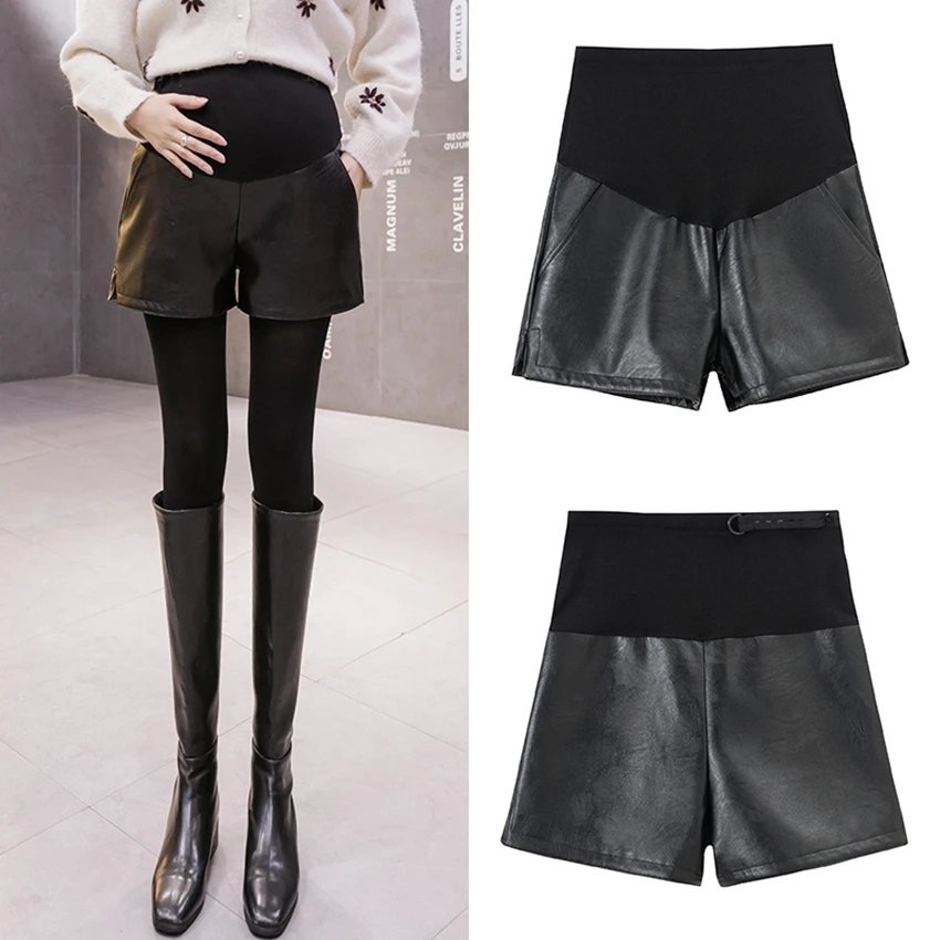 Pregnant women autumn and winter Korean fashion plaid shorts gold velvet thick new shorts