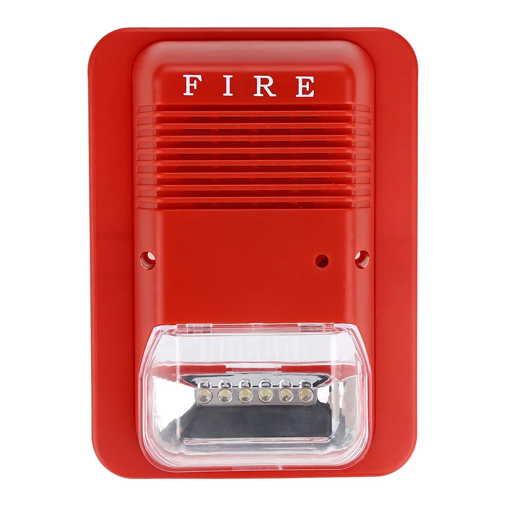 Alarma de sonido y luz contra incendios, alarma estroboscópica de advertencia de bocina, Sensor de sistema de seguridad, led incorporado para el