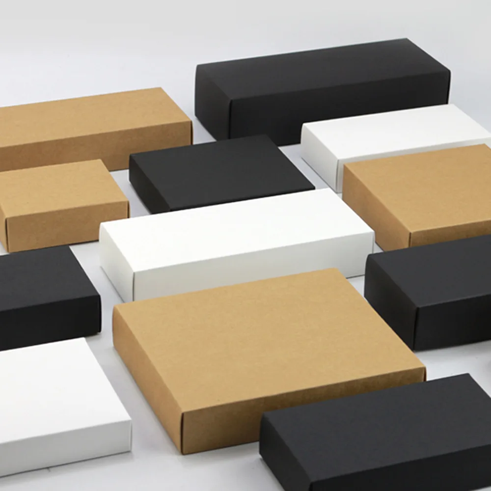 20 Pcs Kraft Paper Drawer Box, White Gift Packing Paper Box for Jewelry, Tea, Handsoap, Candy, Wedding logo print
