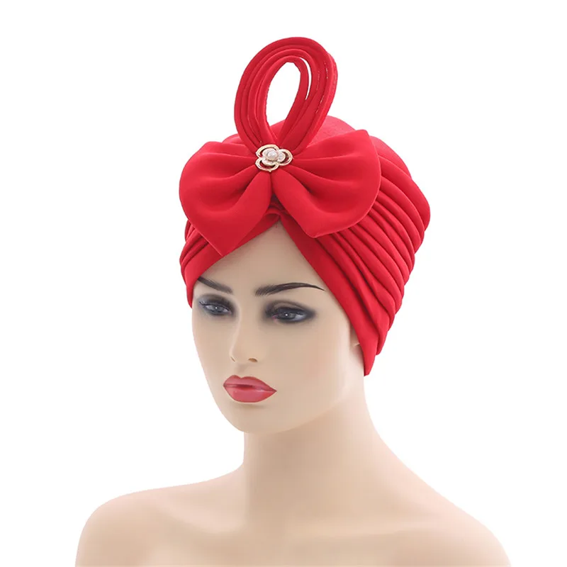 Handgemachte nigerianische Hochzeit Gele afrikanische Auto Gele Headtie muslimische Turban Kappe arabische Indien Hut weibliche Kopf Wraps Turbante Mujer – Detail 4