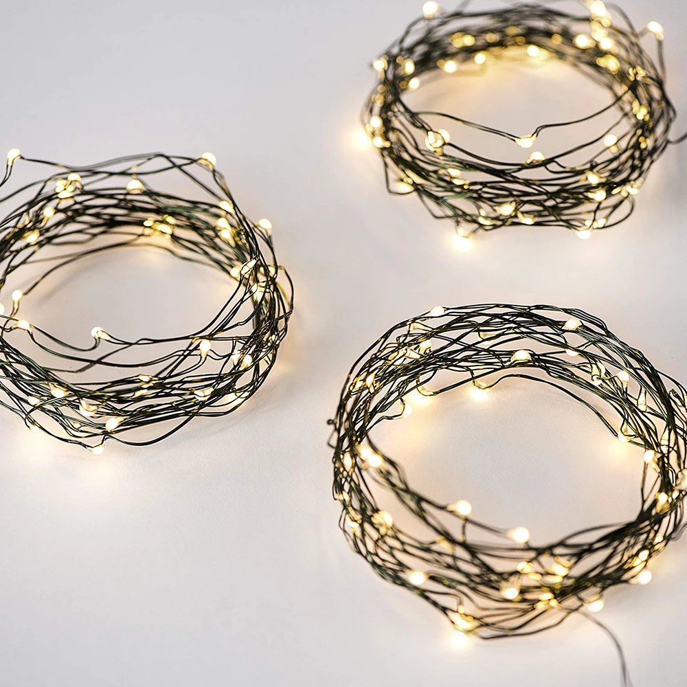 100M LED String Lights Green Wire Fairy Lights Warm White Garland for Outdoor Home Wedding Christmas Party Garden Decoration