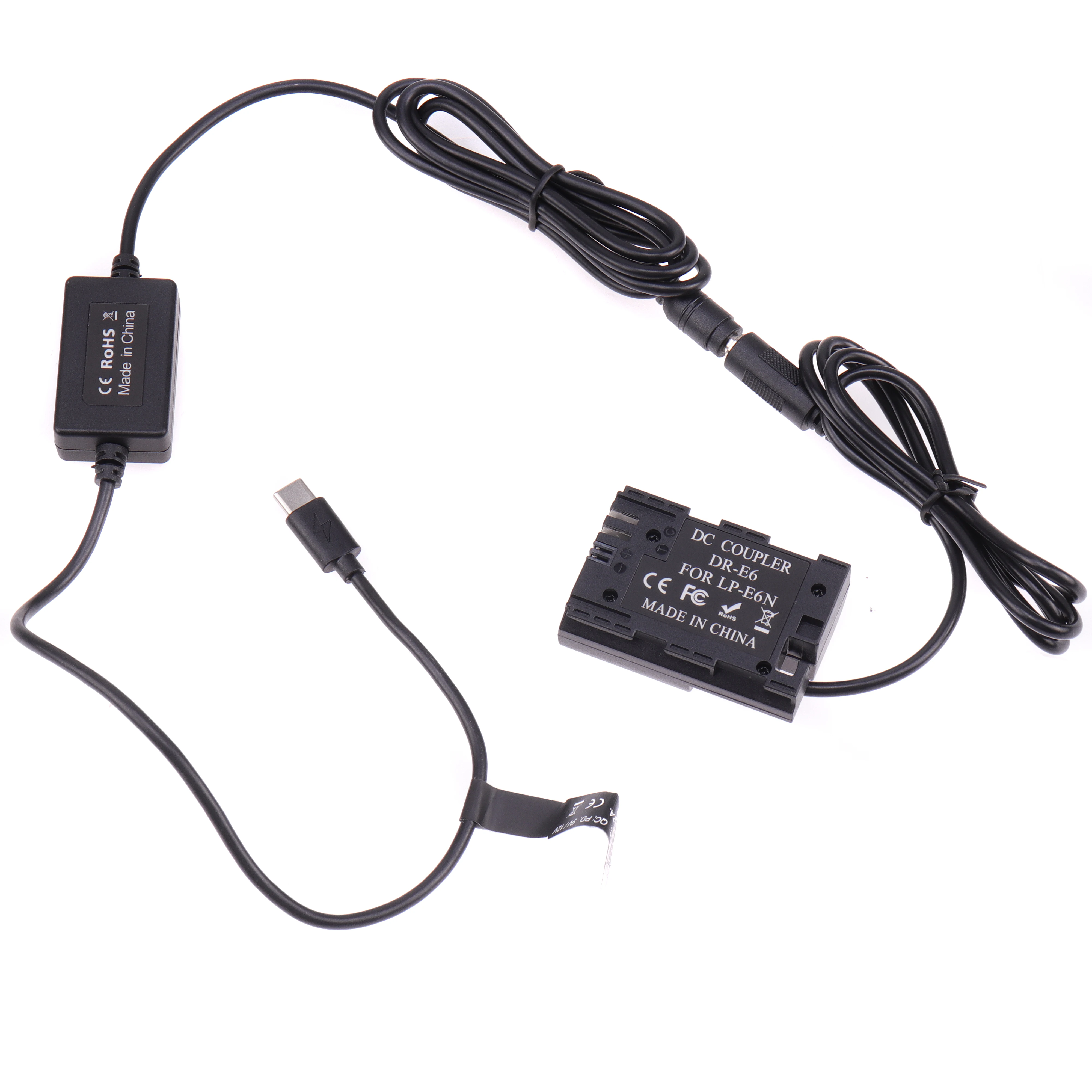 Fotga LP-E6 Power Adapter with TYPE-C Cable for Canon 5D2 5D3 5D4 6D 6D2 60D 7D 7D2 70D 80D 90D 5DSR R R5 R6