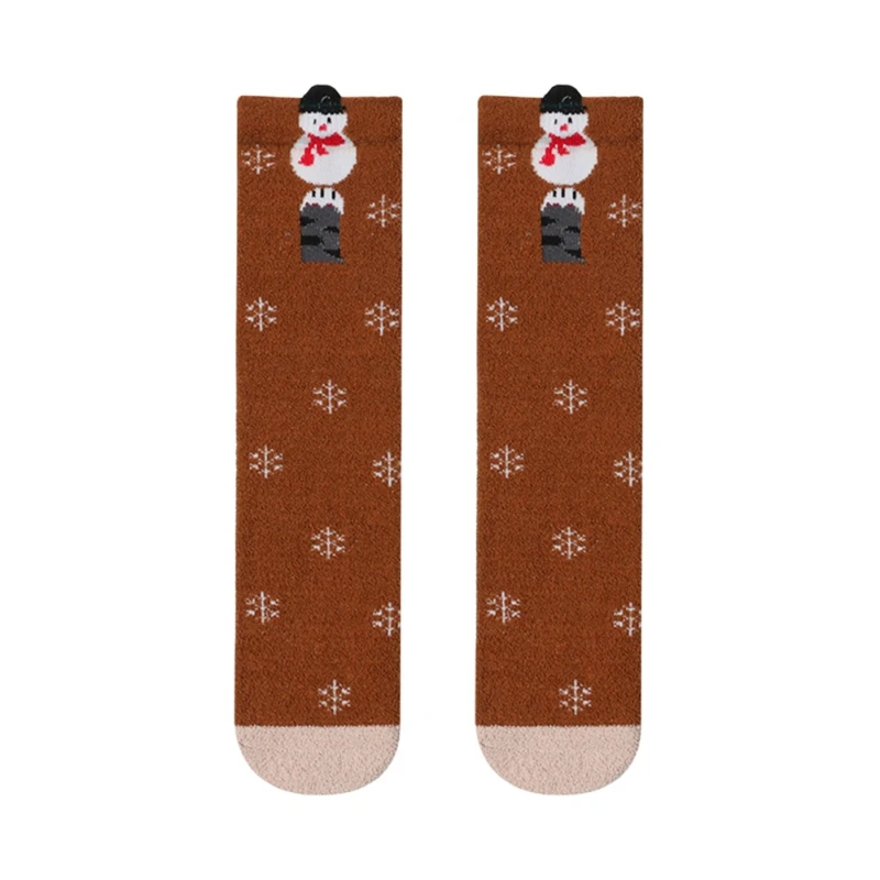 Baby Fleece Knee Socks Girls Boys Christmas over Knee Socks Snowman Stockings Cartoon Dot Long Knee Socks Non-Slip Sole Socks