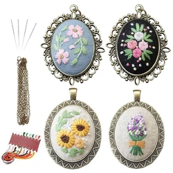 Embroidery Pendant Kit Embroidered Diy Kit Pendant Women's Necklace Cross Stitch Handmade Creative Decorate With Needle Thread