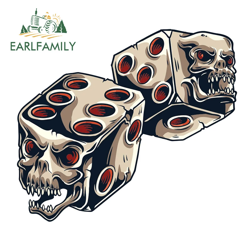 EARLFAMILY 13cm x 11.5cm for Evil Dice Gambling Colour Decal Funny Car Stickers Surfboard Refrigerator Trunk Car Door Protector