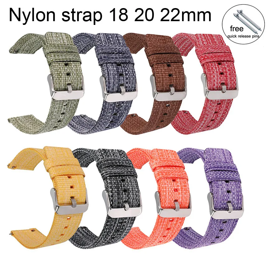 Colorful Nylon Watch Strap 18mm 20mm 22mm Replacement Watch Band Canvas Watchbands Weave Wrist Bracelet Belt