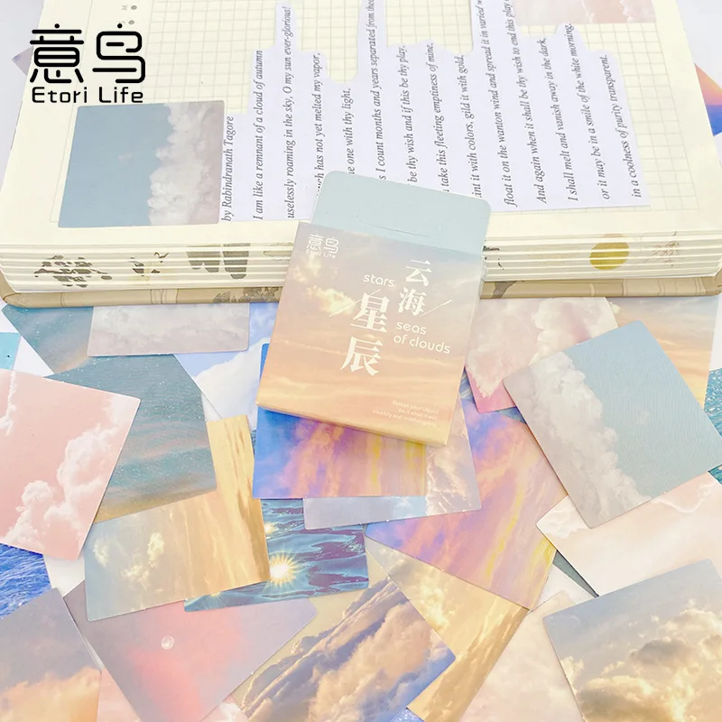 46 Pcs Clouds And Sky Washi Paper Stickers Pack For Scrapbooking Diary Planner Album Journals Phone Case Card Making Laptop