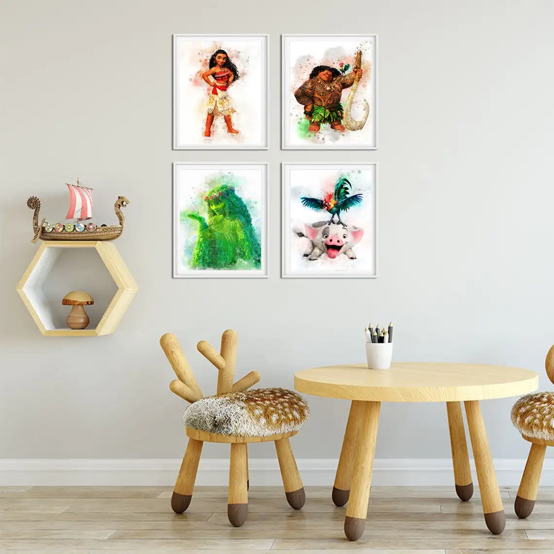 Moana Prints - Moana Maui Pua Hei Hei TeFiti PRINTABLE ART Moana Poster Moana Print Nursery Wall Decor Party Moana Disney Print