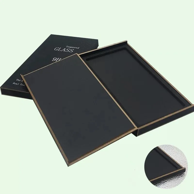 

50pcs New Arrival Luxury Customized Packing Box For Tempered Glass Black Wooden Universal Package For Screen Protector