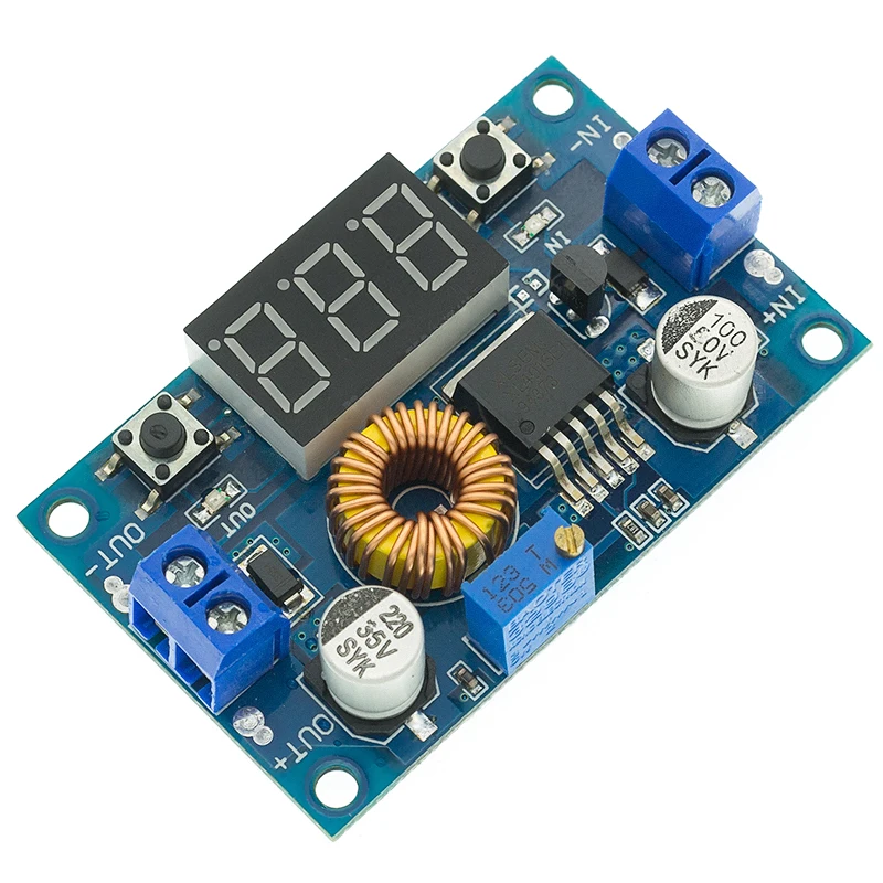 XL4015 High power 5A 75W DC-DC Adjustable Step-down Charger Module Step Down Buck Converter LED Driver with Red Voltmeter