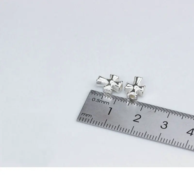 925 Sterling Silver Cross Charm Spacer Beads for DIY Bracelet Necklace Loose Beads Fine Jewelry Making