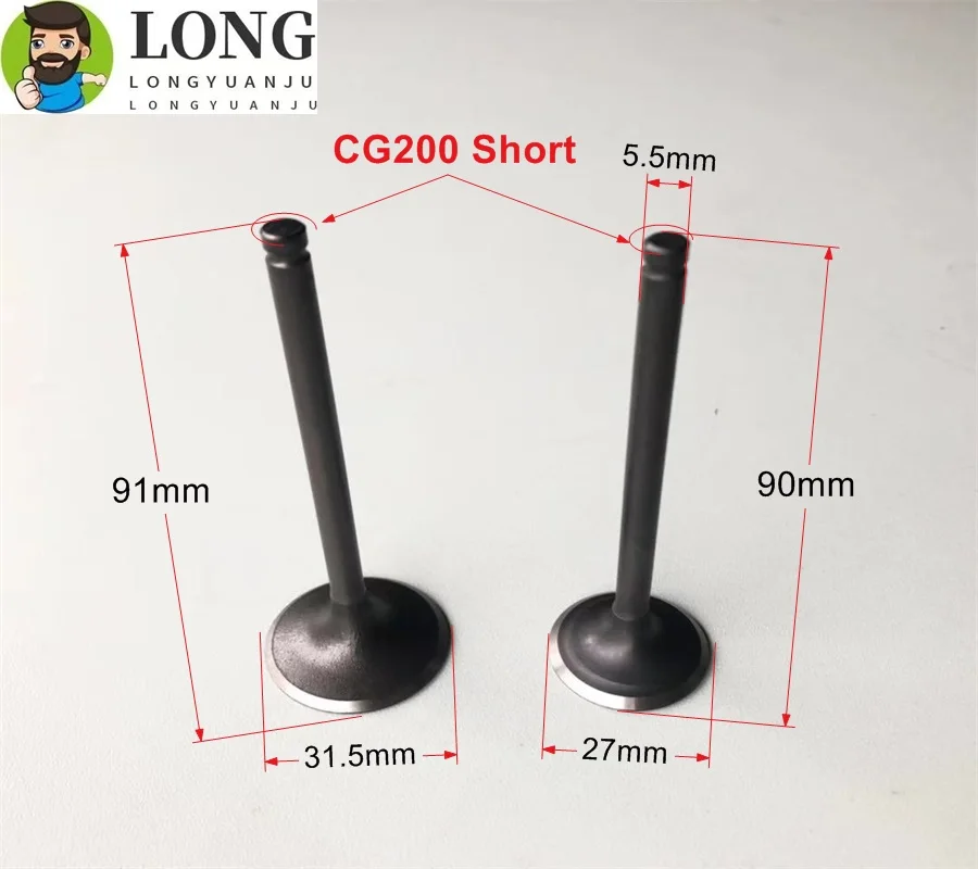 Motorcycle Engine Valve Intake Exhaust Stem Valve for Honda CG200 ZONGSHEN LIFAN LONGXIN CG200 CG 200 JL200 LF200 200cc