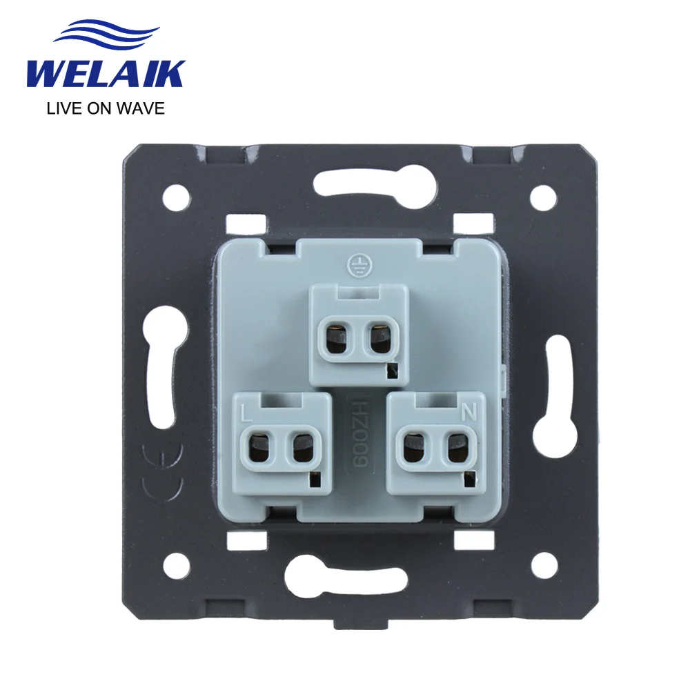 WELAIK 10A EU Standard Three-hole Multi-functi Power  DIY-Parts-Wall Socket Parts-Without Glass-Panel A8MUW