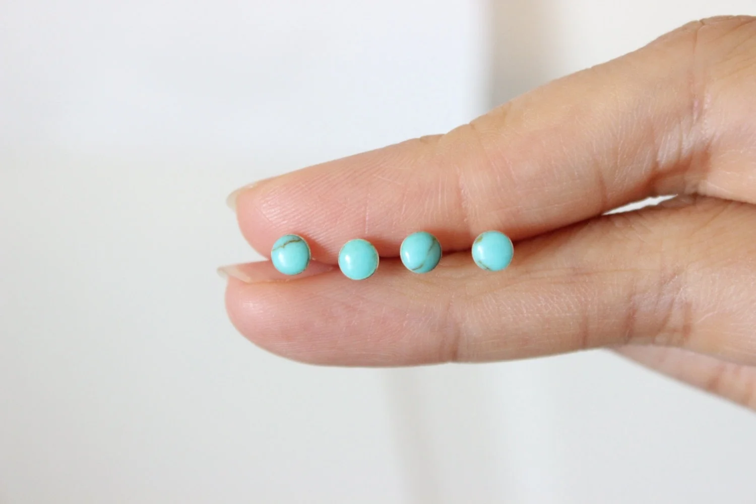 Tiny turquoise stud earrings blue stud earrings round dainty earrings