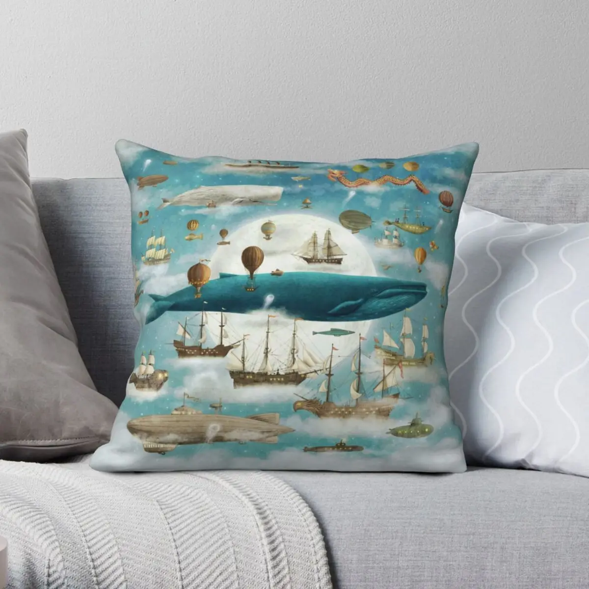 

Ocean Meets Sky Book Square Pillowcase Polyester Linen Velvet Pattern Zip Decor Pillow Case Home Cushion Cover