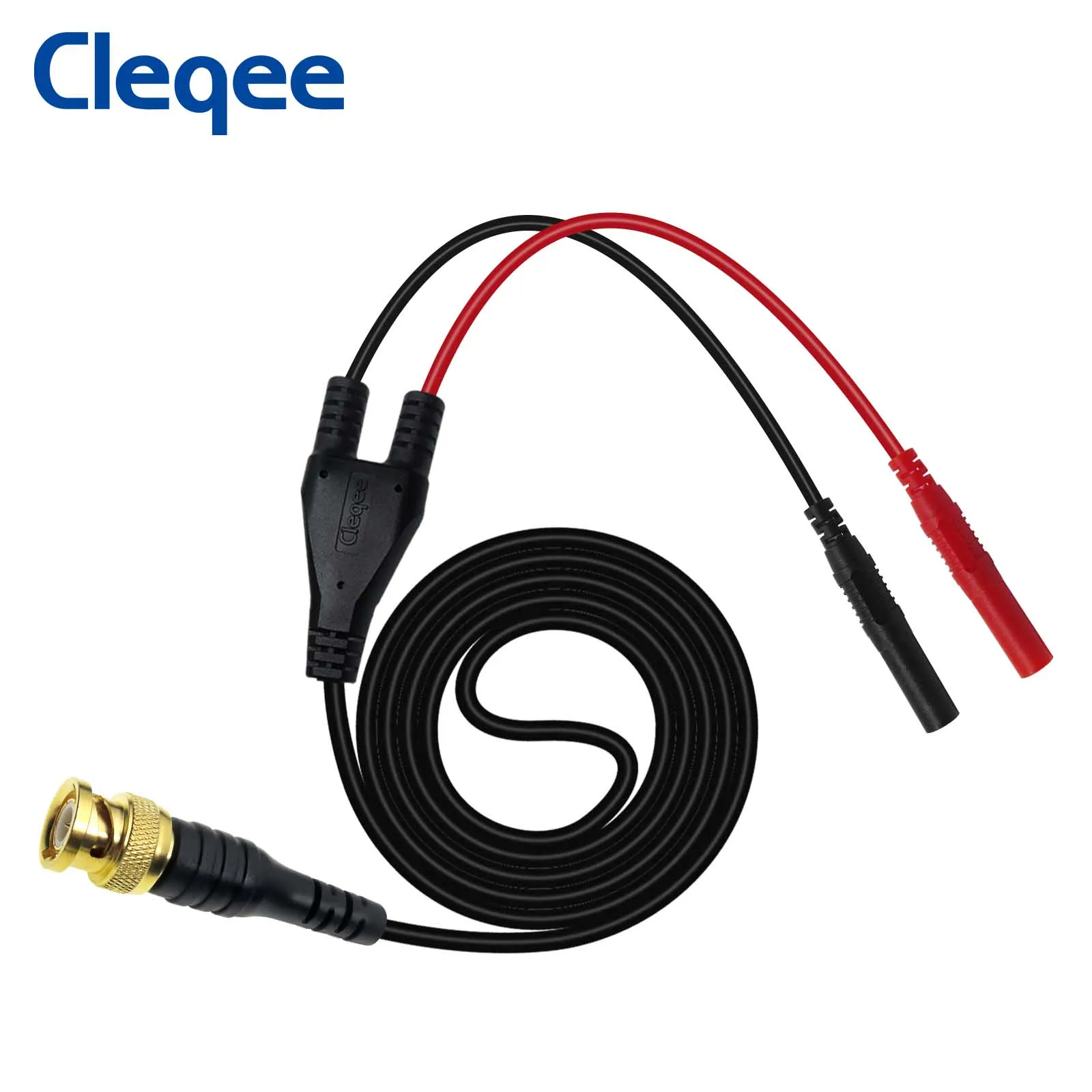 Cleqee-conector P1065 chapado en oro BNC a 4mm, prueba de osciloscopio, Cable de enchufe macho BNC, 120CM, 500V, 5A