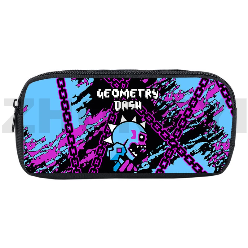 2022 Angry Game 3D print Geometry Dash Pencil Case children Kindergarten anime pencil pouch fashion canvas makeup travel bag