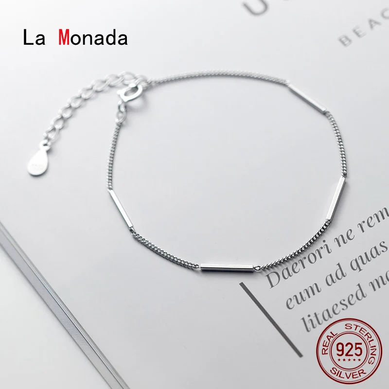 La Monada Straight Bracelets For Women Silver 925 Sterling Silver Fine Real Silver 925 Jewelry Bracelet Chain Women's Bracelet