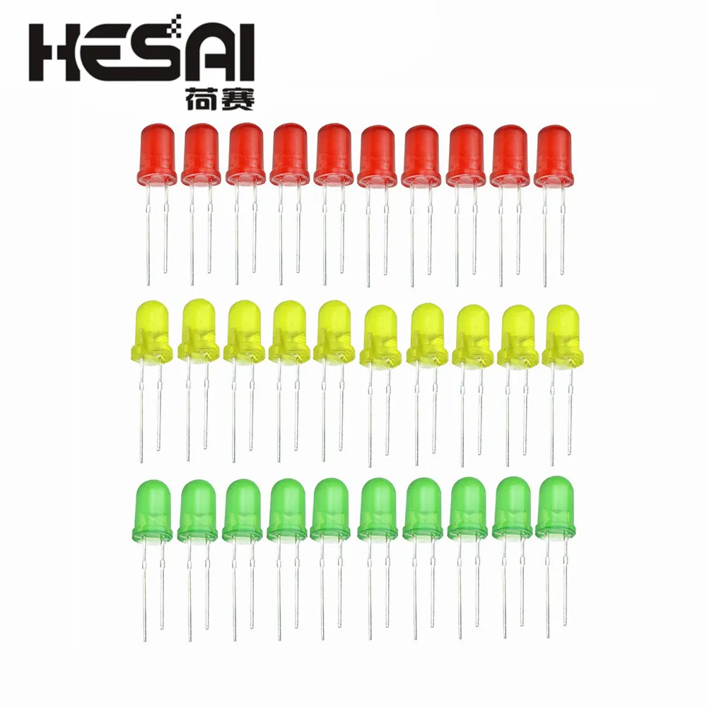 Three Color Red Green Yellow LED Lamp Experimental LED+ 100K Resistance for arduino Diy Kit