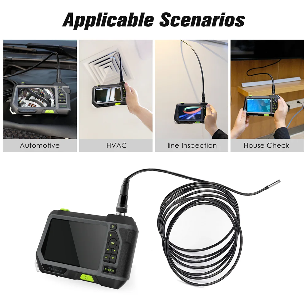 TESLONG NTS500 5.0 "schermo LCD 5.5mm doppia lente endoscopio telecamera HD 1080P videoscopio digitale tubo ispezione auto boroscopio 32GB
