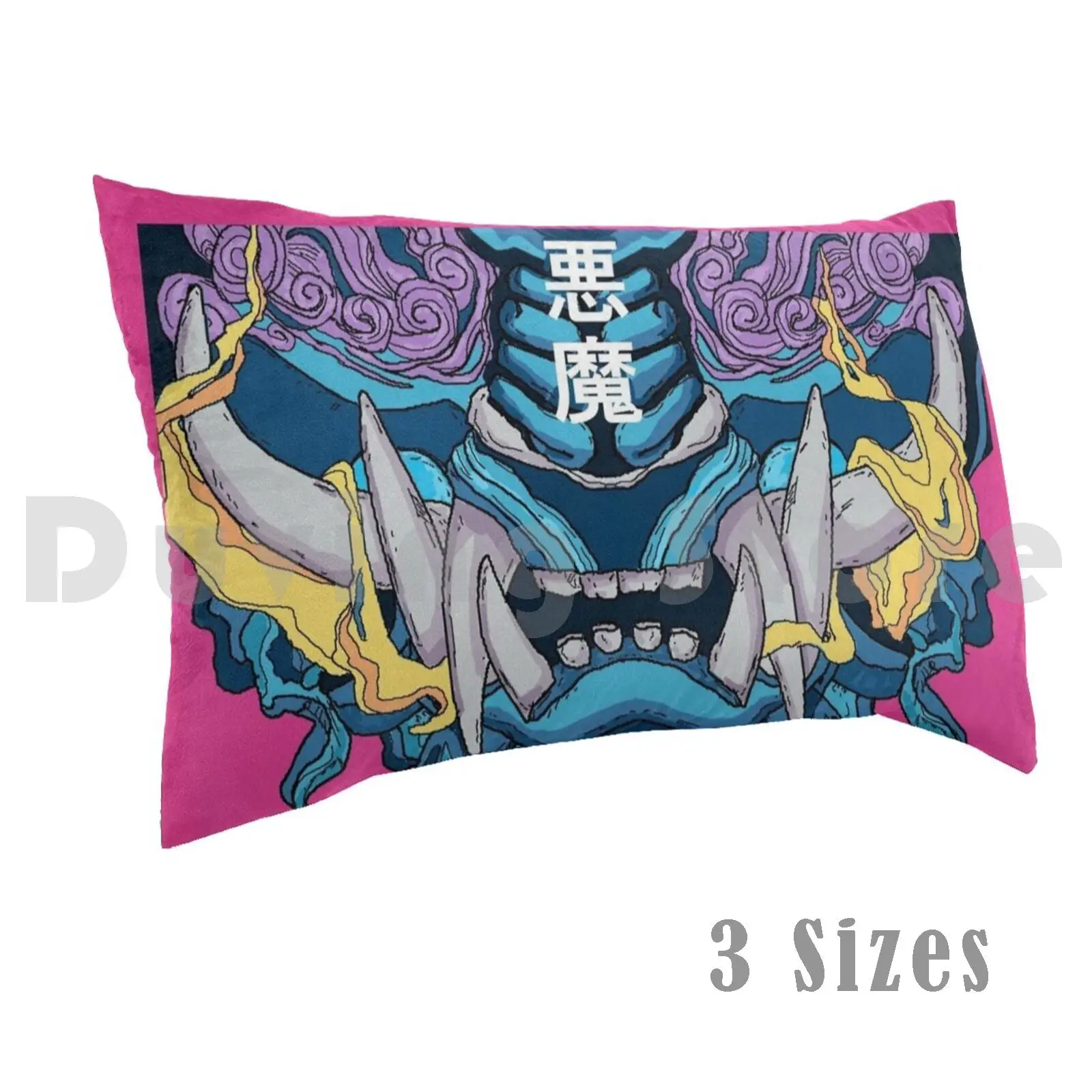 Japanese Oni Demon Pillow Case DIY 50*70 Japan Japanese Demon Manga Anime Demon Nezuko Weeb Devil Horror Katana Black