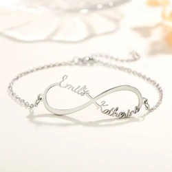 Tangula Custom Nameplate Name Bracelet Women Personalized Custom Cuff Bangles Girl Rose Silver Stainless Steel Party Jewelry