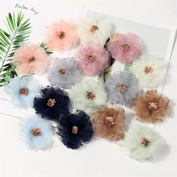 5Pcs Artificial Chiffon Flowers Head For Wedding Scrapbook Gift Box Decor DIY Hairpin Corsage Accessories Decoration Fake Flower