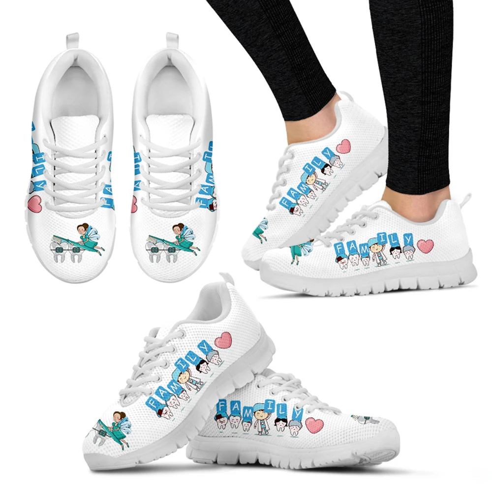 Woman Flats White Dentist Sneakers Casual Shoes For Women 2025 Tooth Doctor Nurse Prints Summer Sneakers Footwear Zapatos Mujer
