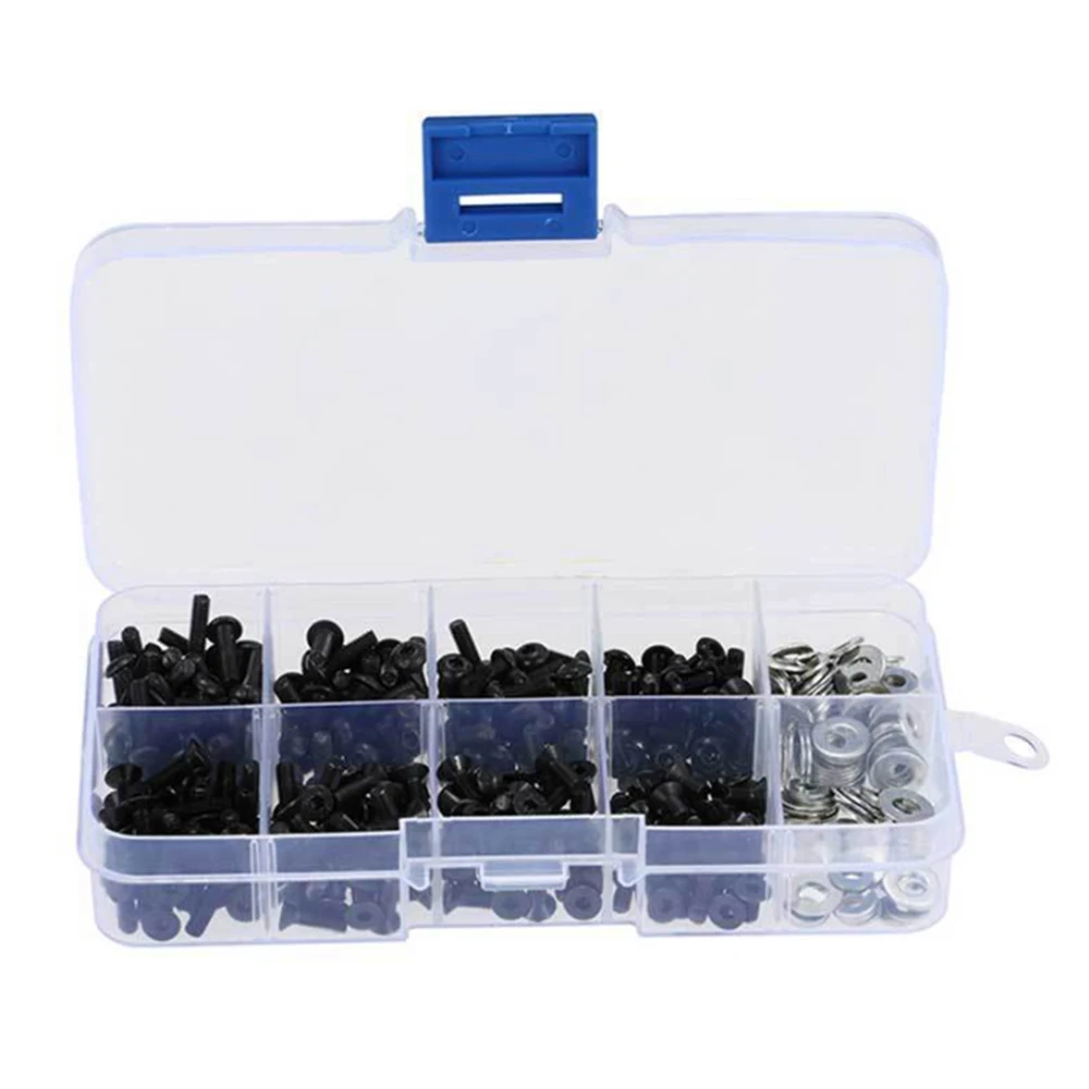 340pcs RC Screws Kit Repair Tool M3 Flat Head/Round Head &M3 M4 Flat Washers For 1:10 HSP Redcat Traxxas Tamiya SCX10 HPI RC Car