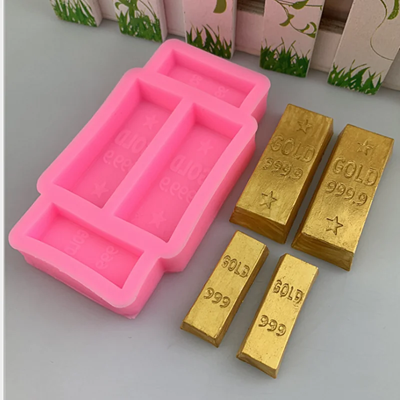 Gold Bars Resin Silicone Mold Kitchen Baking Tool DIY Cake Pastry Fondant Moulds Dessert Chocolate Lace Decoration Supplies