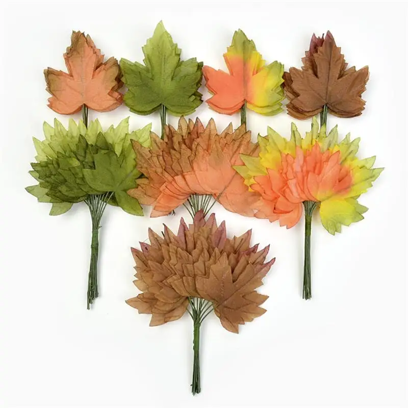 1 Bunch Artificial Maple Leaf Lifelike Autumn Leaf Fall Leaf With Stem For Xmas Photography Props Home Decor Party Supplies