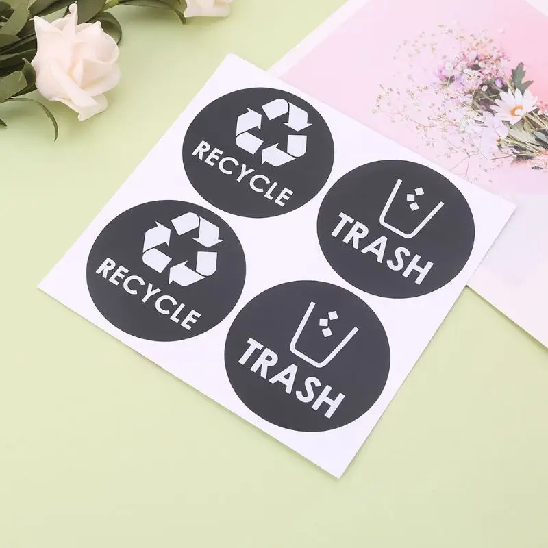 2 PCS Recycle Trash Symbol Vinyl Lettering Decals Sticker For Trash Cans Garbage Container Home Decor Gift