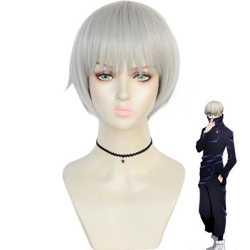 Anime Jujutsu Kaisen Toge Inumaki Wig Cosplay Costume Heat Resistant Synthetic Hair Men Women Wigs