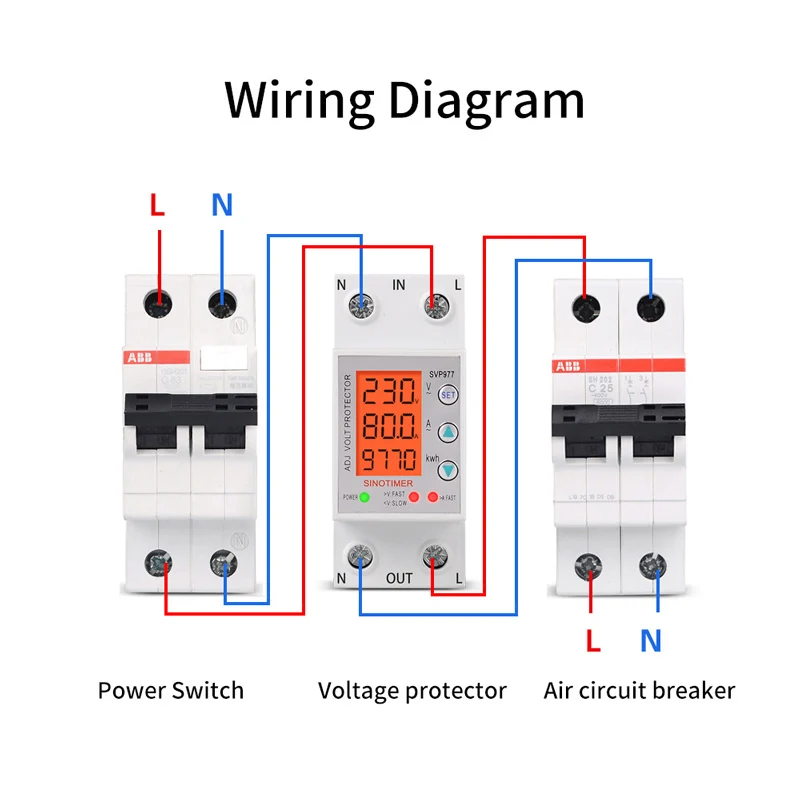 Wyświetlacz LCD 3w1 220V regulacja nad i pod ochroną przekaźnik napięcia prąd urządzenie zabezpieczające woltomierz amperomierz energia kWh miernik